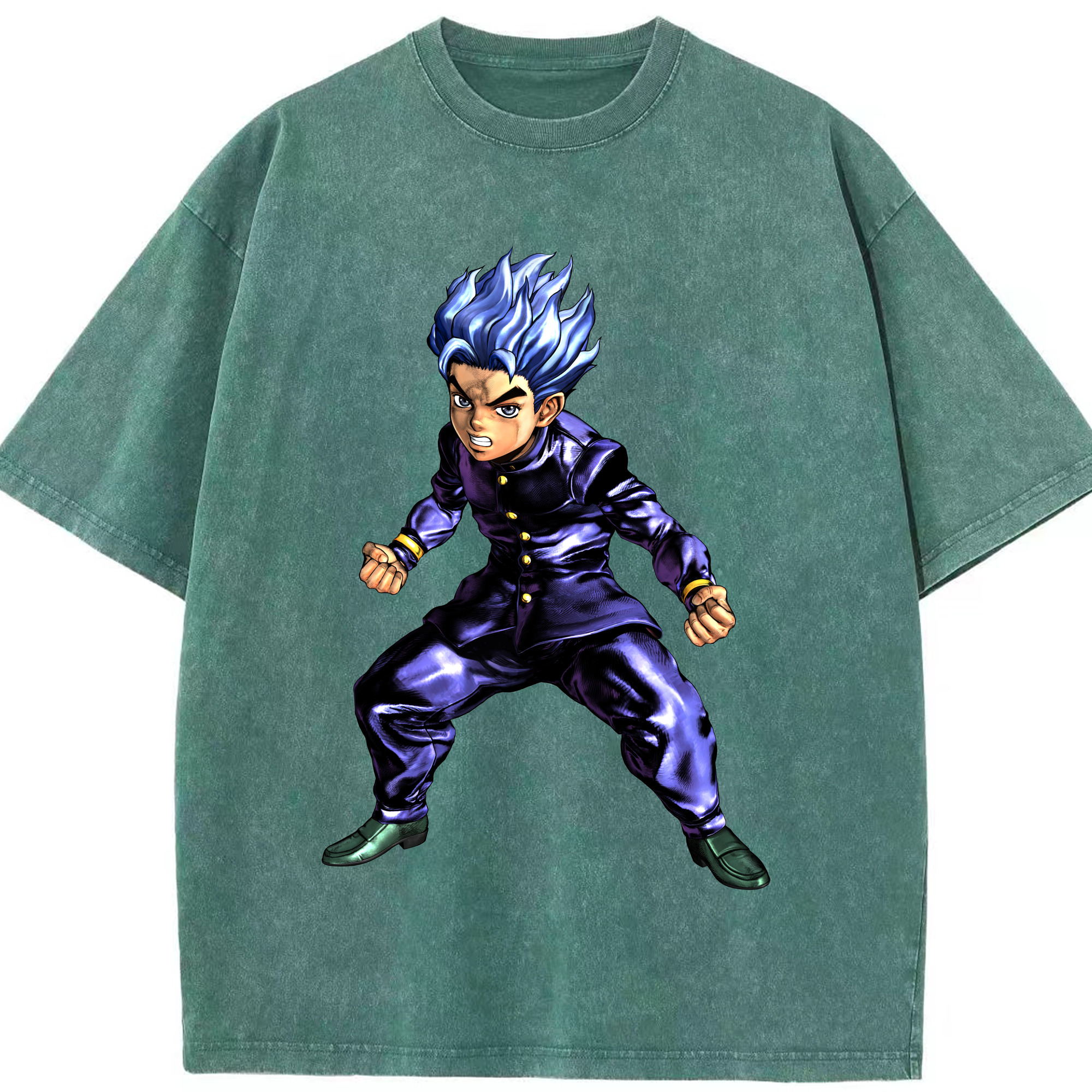 （画像用） ジョジョの奇妙な冒険 広瀨康一 JoJo's Bizarre Adventure Hirose Koichi 綿100% ヴィンテージ風 半袖Tシャツ（フロントプリント）